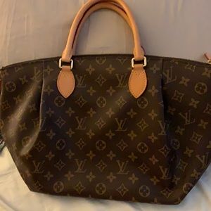 Brown satchel with genuine leather trim